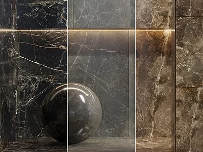 Marble Slab Components Featuring Different Color Tones Natural Veins And Polished Sphere Display Panels 3d model