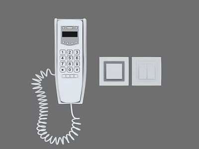 Smart Intercom System With Digital Display Keypad Coiled Cord And Control Panels 3d model