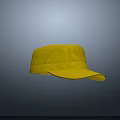 Yellow Flat Top Cotton Hat with Brim on Gray Gradient Background 3d model