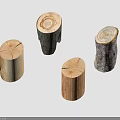 Natural Wooden Tree Stumps With Cross Section Growth Rings And Shadows