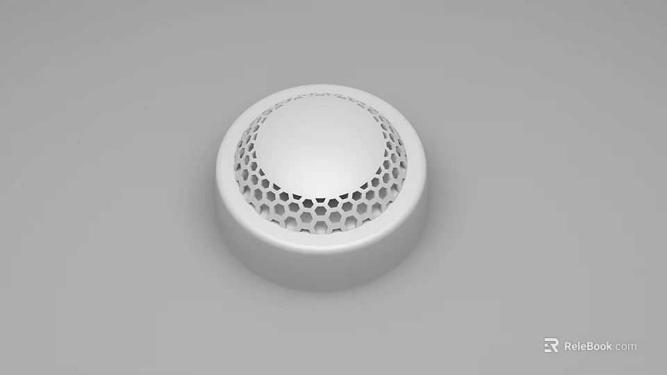 Public Facility Safety Smoke Detector With White Round Design And Perforated Surface 3d model 