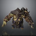Fierce Horned Mythical Creature Warrior 3D Model With Muscular Build And Spiked Armor