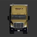 Yellow Semi Truck Cab With White Trailer And Bison Transport Logo