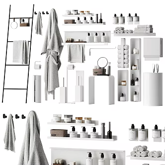 toiletries towel shampoo skin care products 3d model