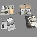Stylish Books Magazines With Stacked Design Coffee Cup Notebook And Open Food Pages