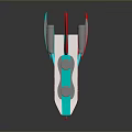 Modern Streamlined Water Craft Featuring White Blue Red Gray Accents and Tail Fin Design