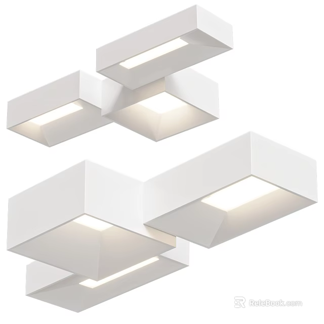 Modern White Geometric Ceiling Lights With Square Shaped Design For Home Decor 3d model