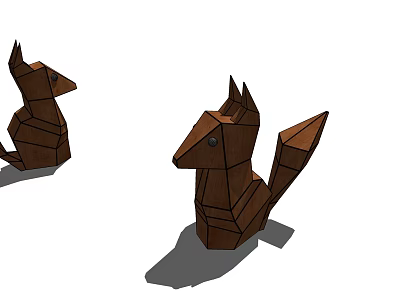 Modern Wooden Fox Ornaments 3d model