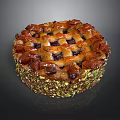 Delicious Round Fruit Pie with Lattice Crust and Berry Topping Surrounded by Pistachio Crumbs