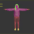Game Movie Character Female In Pink Hoodie Blue Jeans White Shoes Arms Outstretched Gray Background