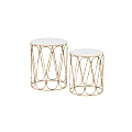 Modern Round Side Tables With Gold Metal Frame And Glass Top