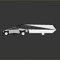 Futuristic Geometric Vehicle 3D Model With Black White Sleek Design And Modern Wheels