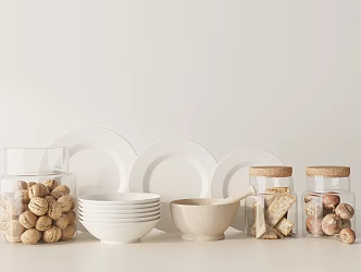 Modern kitchen supplies ornaments combination 3d model
