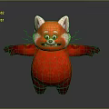 Cute Red Fluffy Cartoon Red Panda Character With White Ears And Outstretched Arms