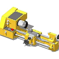 Yellow Industrial Lathe With Main Spindle Tool Rest Tailstock And Bed