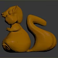 Golden Squirrel Sculpture 3D Modeled Figurine With Shiny Surface And Detailed Features