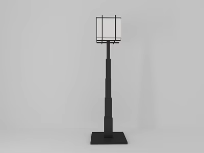 Modern Minimalist Floor Lamp With Black Metal Stand And Square Shade 3d model