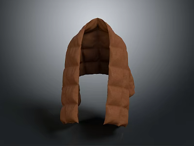 Brown Hooded Padded Outerwear With Draped Flaps And Structured Silhouette Design 3d model