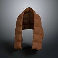 Brown Hooded Padded Outerwear With Draped Flaps And Structured Silhouette Design