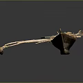 Traditional Handcrafted Wooden Boat With Decorative Elements And Wooden Oars