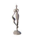 Abstract Female Sculpture With Light Gray Color And Polygonal Base Design