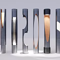 Modern Outdoor Lights With Various Columnar Designs Metallic Finish And Warm Glow