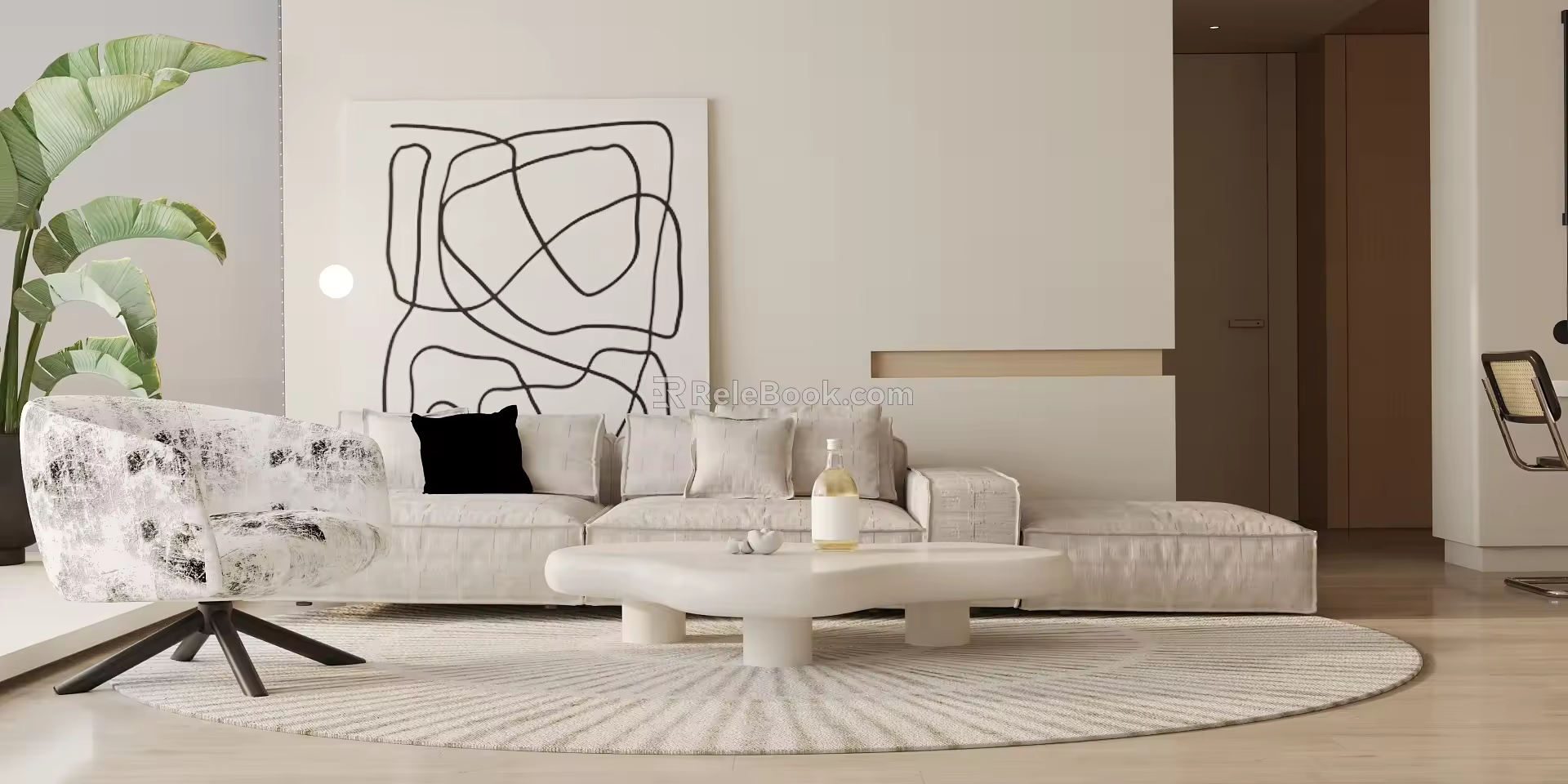 Modern sofa coffee table combination 3d model
