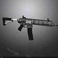 Modern Tactical Assault Rifle With Black Silver Rail System And Grip