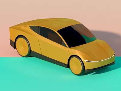 Golden Modern Car With Sleek Body Design Black Windows And Golden Wheels 3d model