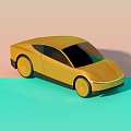 Golden Modern Car With Sleek Body Design Black Windows And Golden Wheels