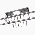 Ceiling Mounted Metal Clothes Hanger with Built in Light and Multiple Hooks 3d model