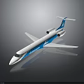 Blue And White Passenger Airplane Featuring Streamlined Body Wing And Tail Fin Design For Commercial Use