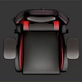 Modern Ergonomic Gaming Chair With Black Red Leather And Swivel Base
