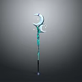Enchanting Crescent Moon Magic Staff With Twisted Green Glowing Accents