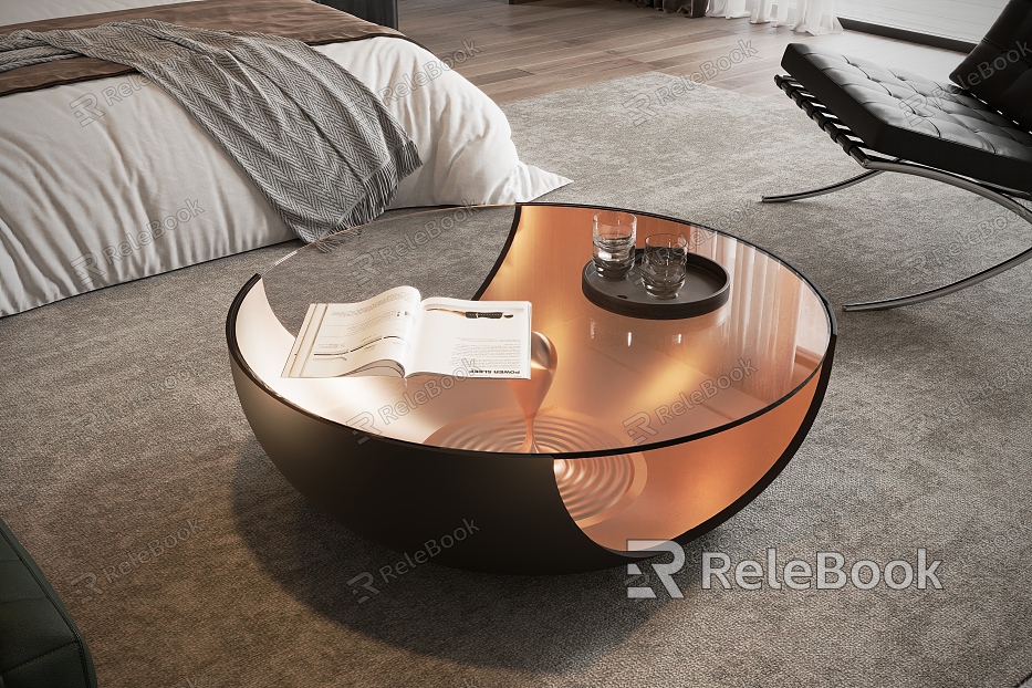 Glass round coffee table model