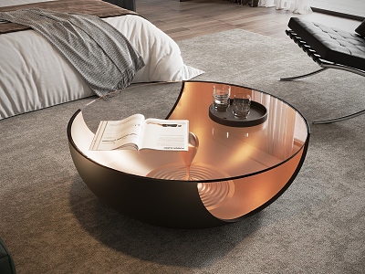 Glass round coffee table model