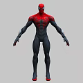 Spider Man Superhero In Red And Black Suit With Spider Web Pattern And Arm Details