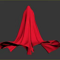 Red Flower Shaped Fabric Plant Against Dark Background With Reflection
