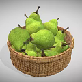 Wicker Daily Necessities Including Trays And Box With Fresh Green Pears