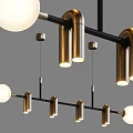 Modern Brass Chandelier With Spherical And Cylindrical Lights Black Frame Design 3d model
