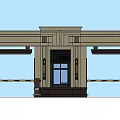 Classical Entrance Gate Design With Decorative Columns And Glass Panel 3d model