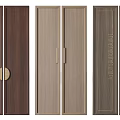Wooden Double Doors With Various Designs Round Metal Accents And Geometric Patterns