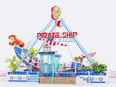 Modern Amusement Equipment Pirate Ship 3d model