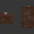 Wooden Tray Table And Cabinet With Door Featuring Simple Design Wood Grain And Decorative Detail