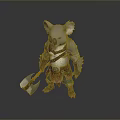 Koala Game Movie Character Wearing Armor Holding Axe Adventurous 3D Design