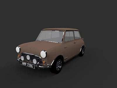 Vintage Brown Small Classic Car Exterior Design With Retro Style 3d model