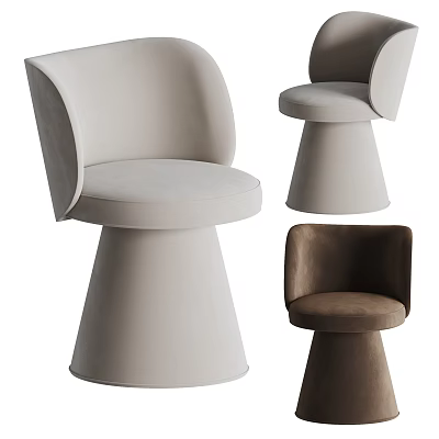 Modern Leisure Chairs With Rounded Design Conical Base And Light Gray Dark Brown Colors 3d model