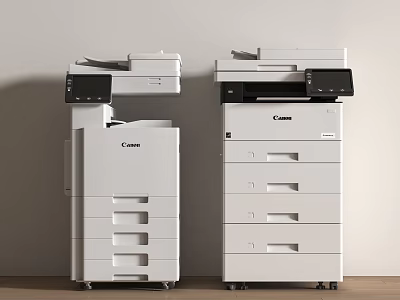 Canon White Multifunctional Office Appliances With Stackable Drawers And Control Panels 3d model