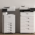 Canon White Multifunctional Office Appliances With Stackable Drawers And Control Panels 3d model