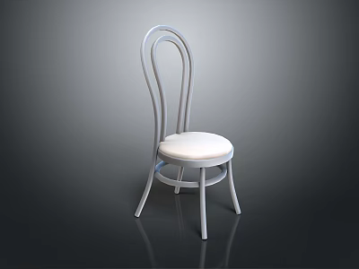 Modern White Leisure Chair With Curved Backrest Padded Seat And Metal Frame Minimalist Design 3d model